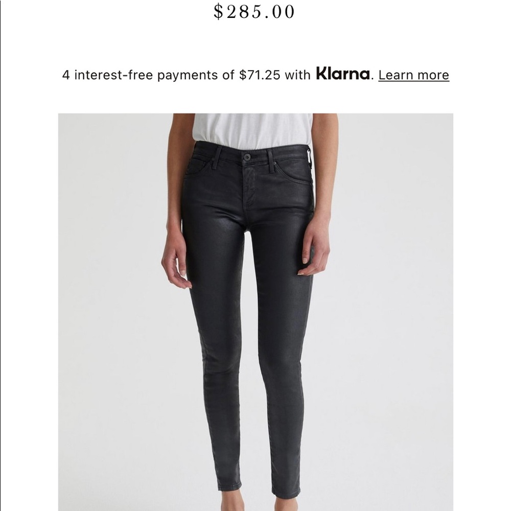 AG (Adriano Goldschmied) Legging Ankle Jeans Super Skinny: Black/Leatherette